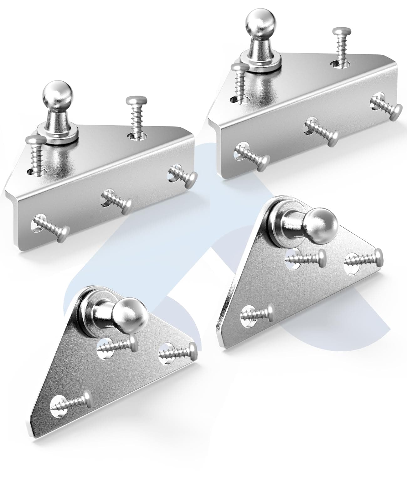 10𝒎𝒎 Ball Stud Mounting Bracket for Universal Gas Struts Lift Supports Shocks Spring Prop Mounts Brackets Kits Silver 4PCS with 16 Screws (Only Fits 10mm Ball Head)