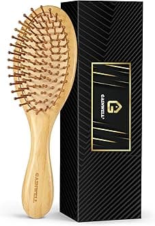 Bamboo Hair Brush for Hair Growth, Natural Bamboo Bristles Detangling Wooden Paddle Hairbrush for Massaging Scalp, for Women Men and Kids, for All Hair Types, with Ergonomic Handle