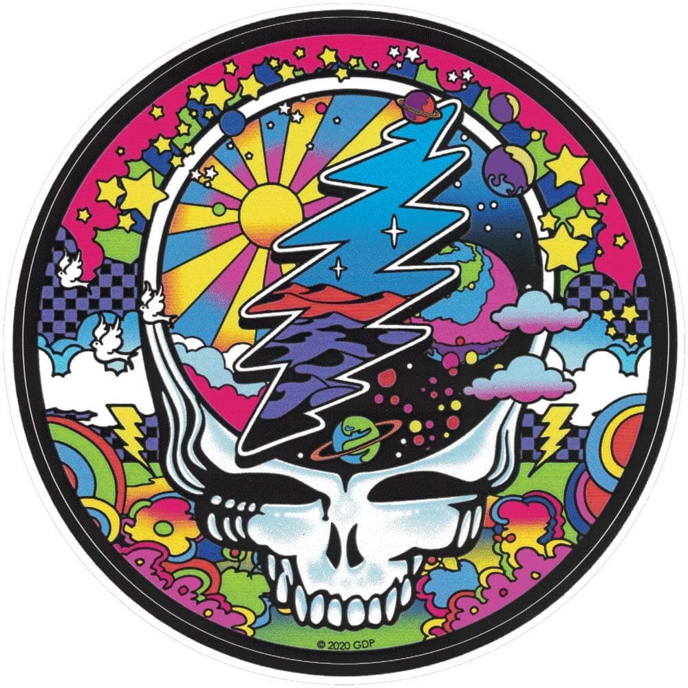 Liquid Blue Grateful Dead Mod Max Steal Your Face Sticker/Decal 4.5-by4.5 Inches with 4 Extra Mini Stickers