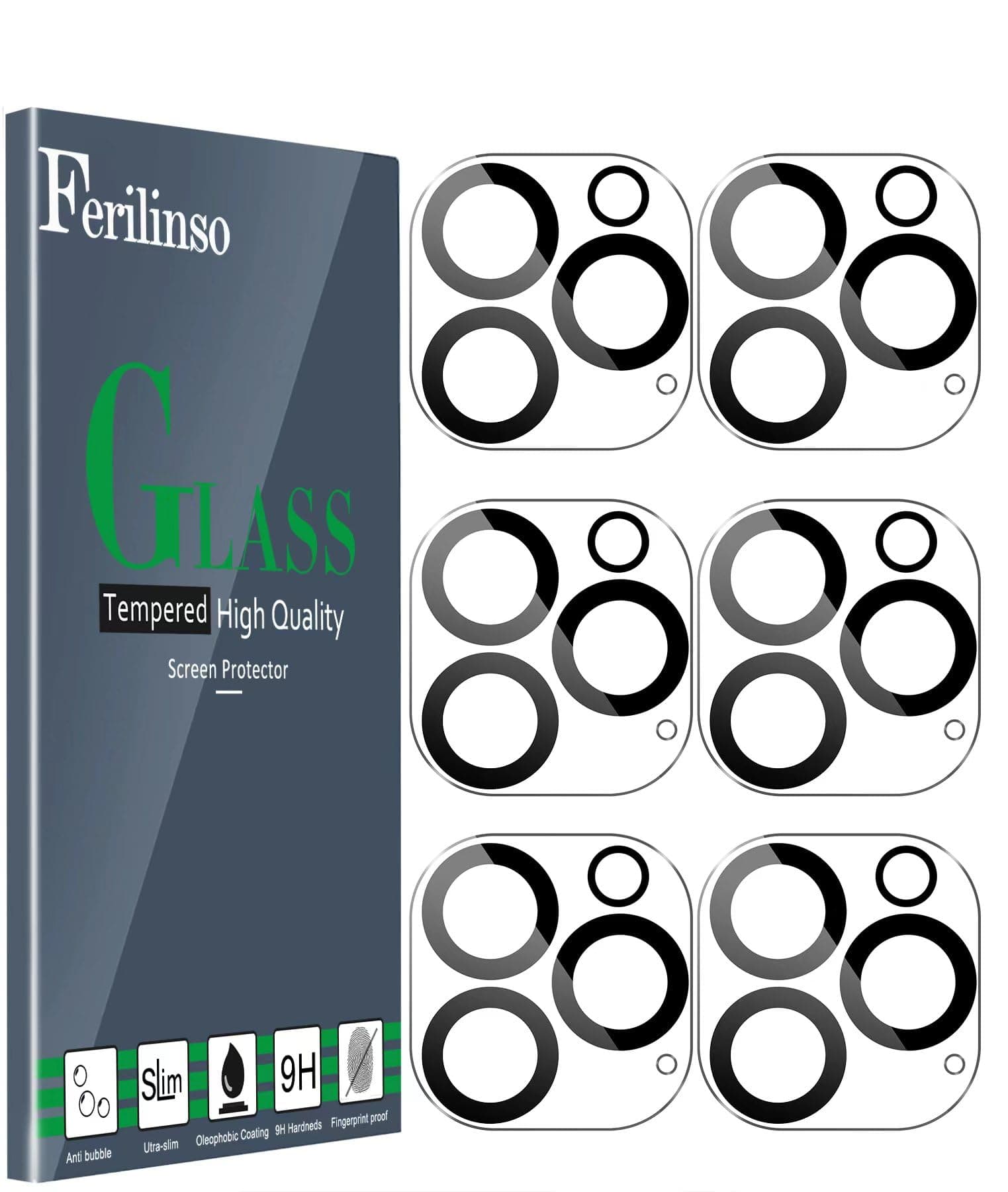 Ferilinso 6 Pack Camera Lens Protector for iPhone 16 Pro Max/iPhone 16 Pro [Phone Case Friendly], Accessories Camera Screen Protector Tempered Glass