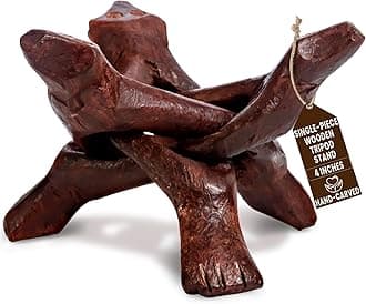 Alternative Imagination Wooden Tripod Stand, Perfect for Abalone Shells, Crystal Balls and More. (Stained (Reddish Brown), 4 Inches)