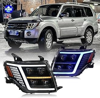 T T-ABC New Quad Beam Headlamps Compatible with 2009-2021 Mitsubishi Pajero Headlights V93 V97 Front Lamp Assembly Full LED Sequential Animation Custom Head Lights Accessories
