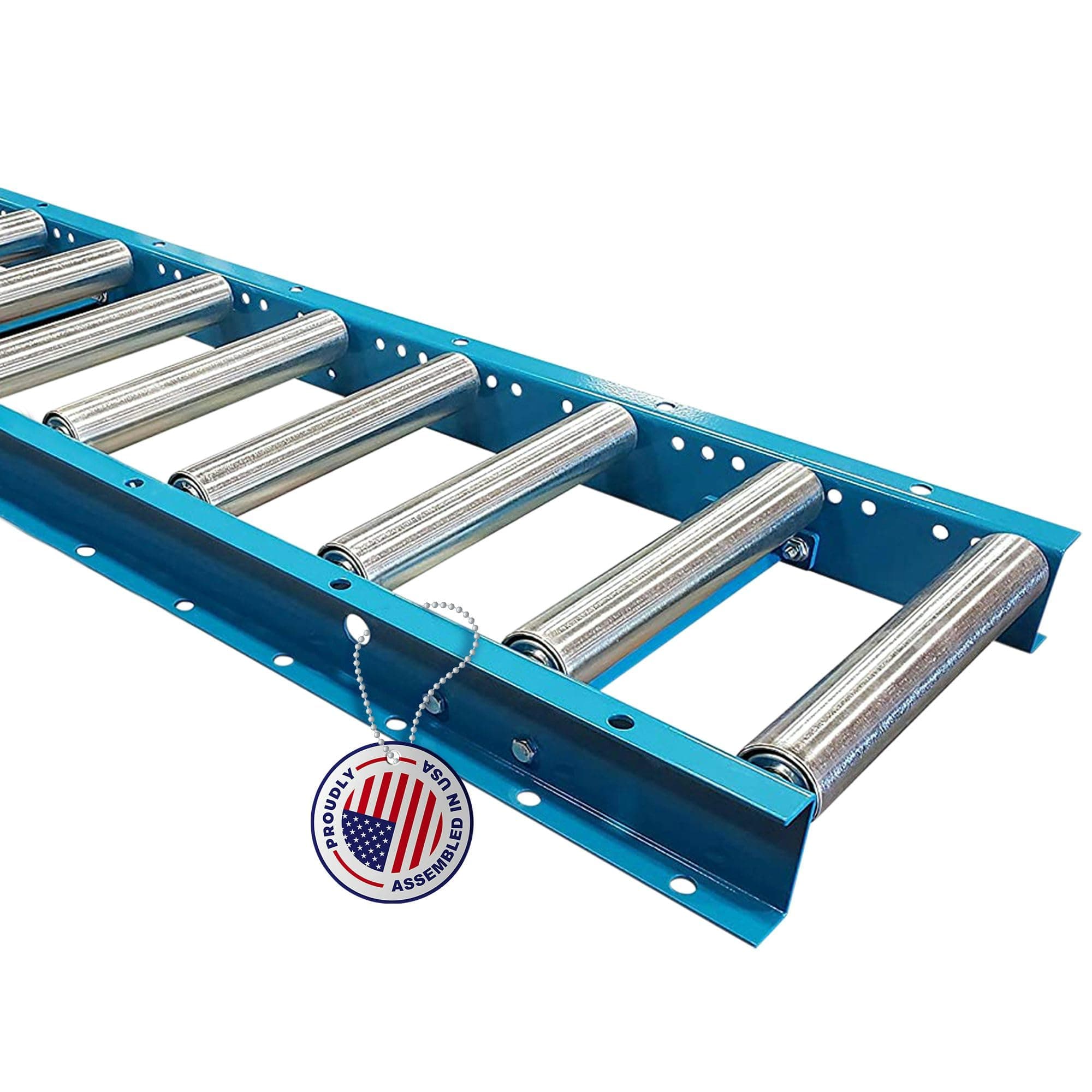 Light-Duty Gravity Conveyor with 1.5" Dia Galvanized Steel Rollers, 24" Wide, 3' Long Steel Frame on 6" Centers, Ideal for Distribution/Assembly Areas Such As Table, Ladder, Bed, Boat - Ultimation