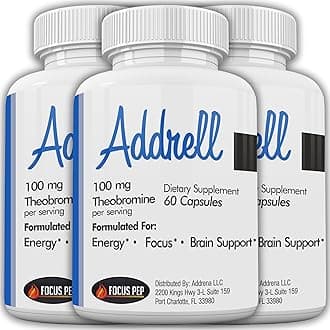 Addrell Energy Stimulant Pills- Study Supplement Alternative Pill, Natural Nootropic Supplements & Cognitive Enhancer Substitute to Elevate Mental Clarity for Women & Men- 180 Capsules