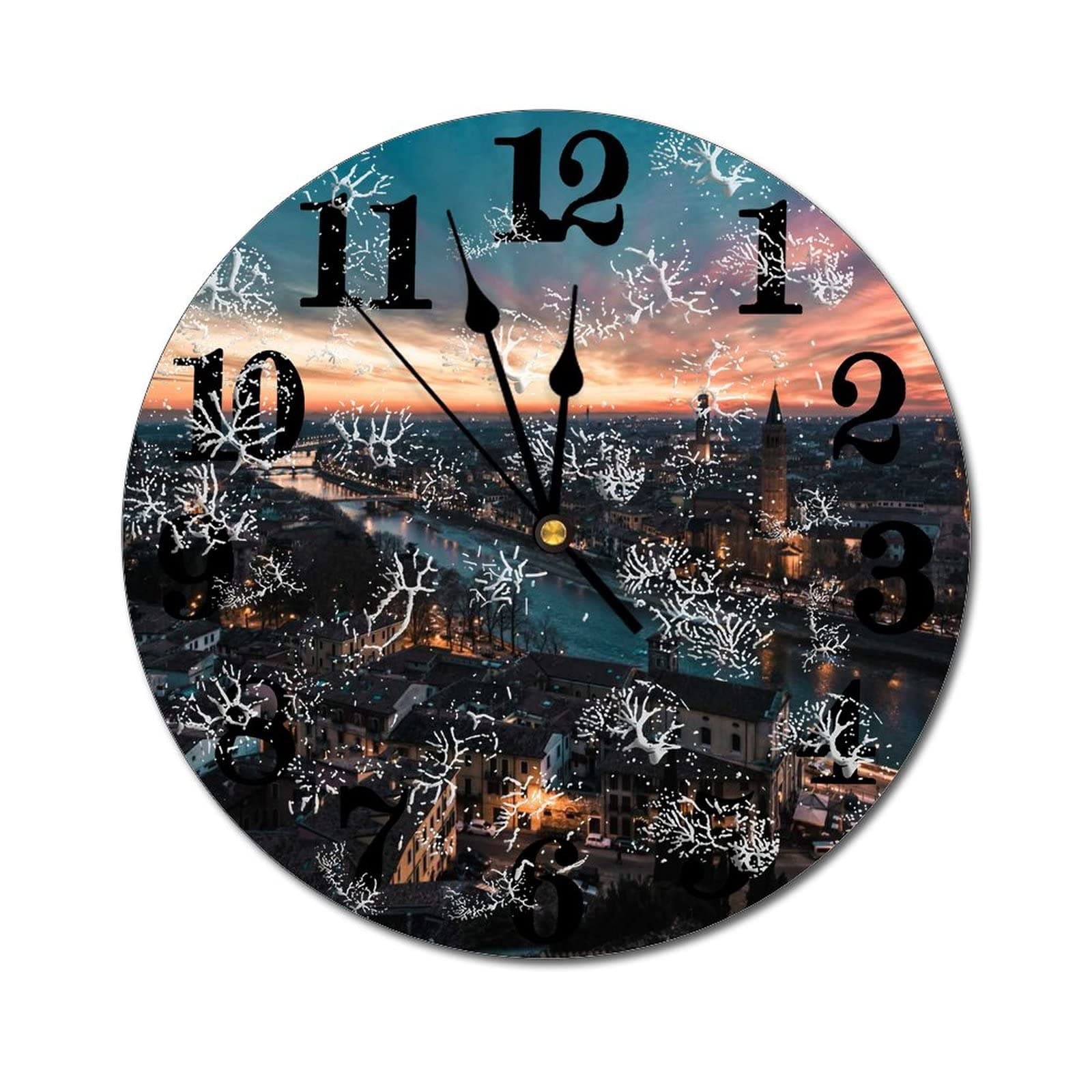 Kitchen Wall Clock - Home Decorative Wall Clocks Silent Non-Ticking, Modern Natural Scenery, 10 Inch for Bedroom Office - Verona, Italia