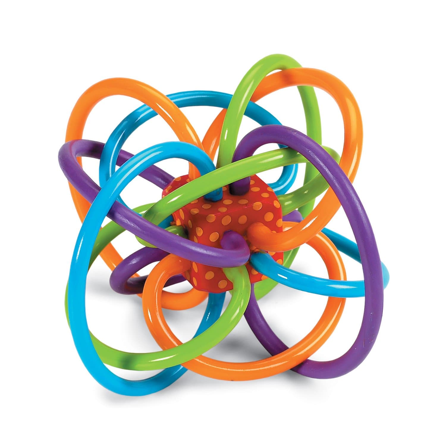 Winkel Rattle & Sensory Teether Toy, Blue/Green/Orange, 5 Inch x 4 Inch x 3.5 Inch