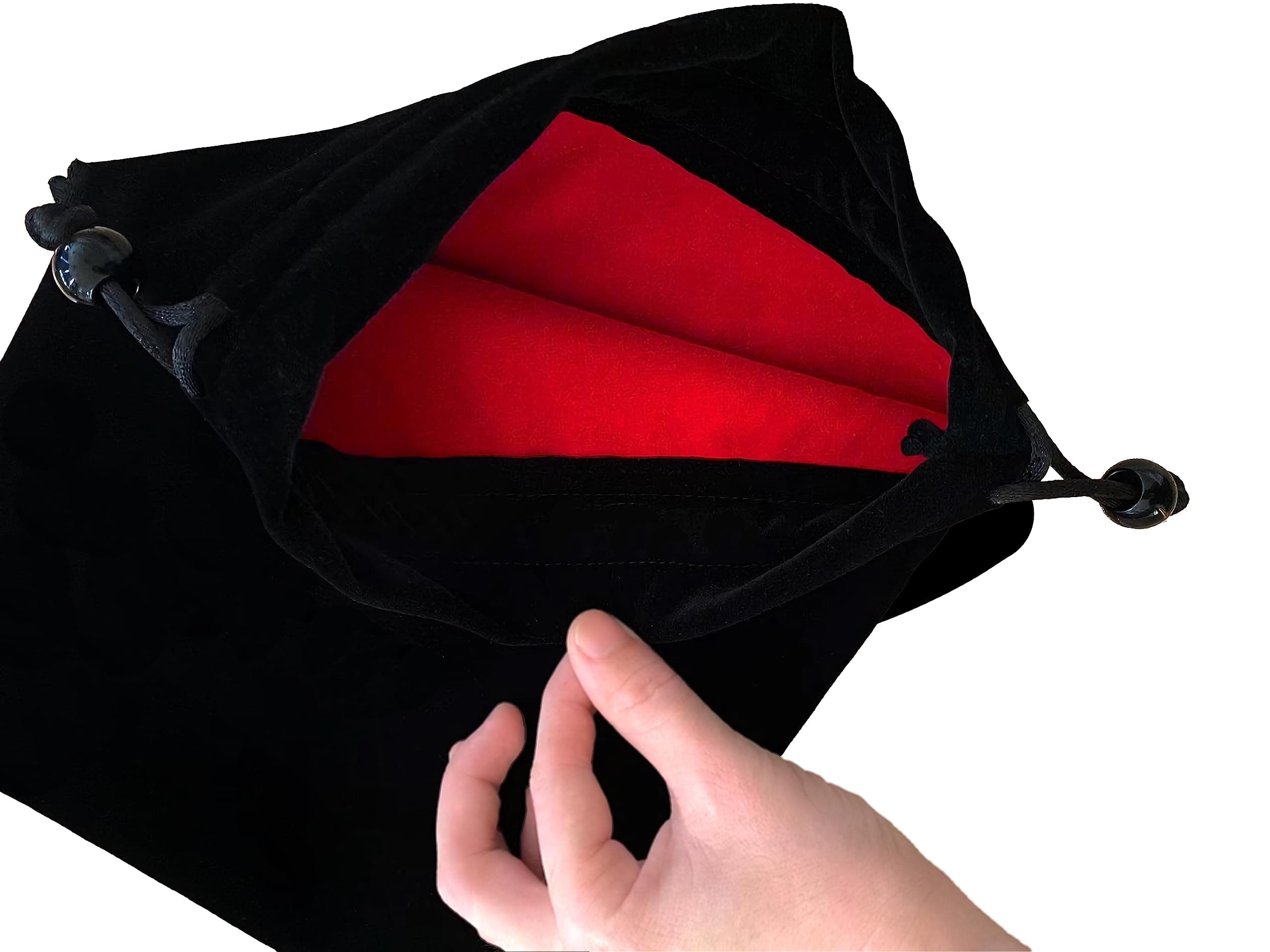Large Black Velvet Drawstring Pouch, Red Velvet Lining Inside, 9 x 11.4 inches. Great Bag for Organizing and Storage at Home or When Traveling. Great for Gifts, Makeup, Jewelry, Game Accessories