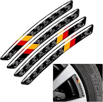 muekzru 4PCS Universal Wheel Sticker,3D Tricolor Flag Emblem Badge for All Models,Universal Carbon Fiber Wheel Protection,Germany Flag Emblem for Audi BMW Mercedes Benz Volkswagen Accessories