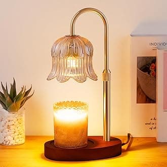 Candle Warmer Lamp Electric Timer - Vintage Heater Candles Warming Height Adjustable Dimmable Warmers Flower Lamps No Flame Heat Warm Melt Wax Jar Modern Home