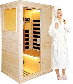 Far Infrared Wooden Sauna Room Home Saunas Spa Dry Saunas Single Person Spa Finland Spruce Wood fit for 7ft Person