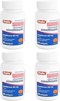 RUGBY LABORATORIES Simethicone Mg Softgels Anti Gas Generic For Phazyme Ultra Strength Pack Of Softgels Total Ea 4 Bottles Total 240 Gelcaps Multi