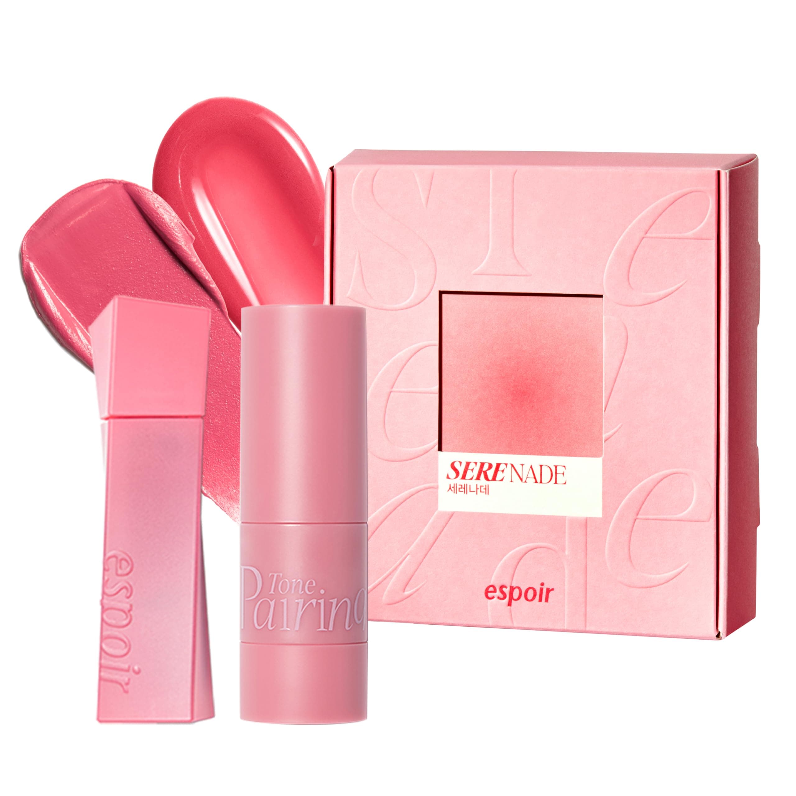 Couture Lip Tint Fitting Blur & Tone Pairing Liquid Blush Combo #Serenade | Soft Pink Korean Makeup, Smudge-Proof Fixing Lip Stain, Lightweight and Comfortable Matte Finish, 0.14 oz