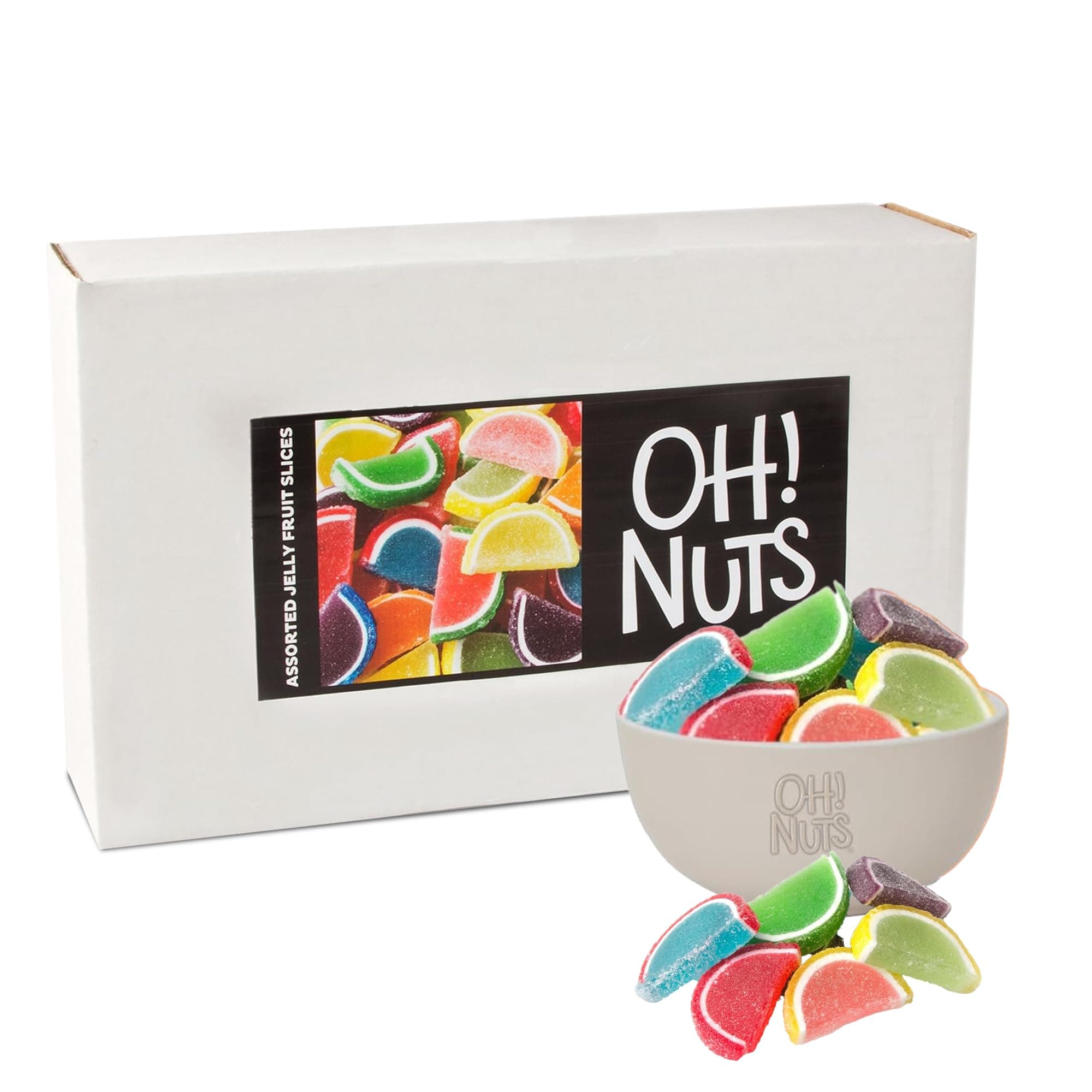 Oh! Nuts Jelly Fruit Slices Large Assorted Sugar Candy - 5lb Bulk Bag | Traditional Old Fashioned Chewy Gummy Sweet Confectionery | Vegan, Gluten-Free, Kosher Certified Pareve (150 CT)