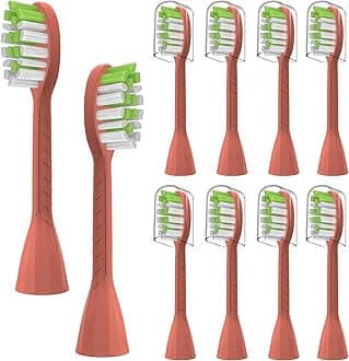 Replacement Toothbrush Heads for Philips One Series Sonicare Battery Toothbrush BH1022/07, 10 Count Replacement Toothbrush Heads with Cover Compatible with BH1022/07,Red