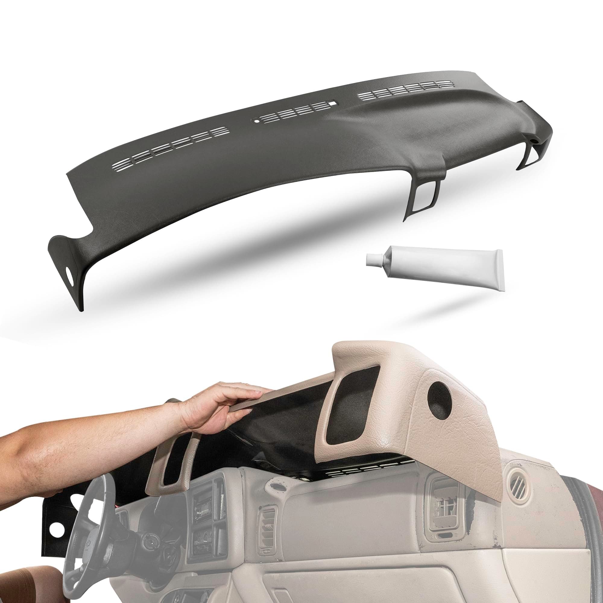 DashSkin Molded Dash Cover Cap (not a replacement part) Fits 2000-2006 Tahoe Suburban Yukon Avalanche & 99-06 Silverado Sierra Dark Pewter (Dark Grey) - Made in USA