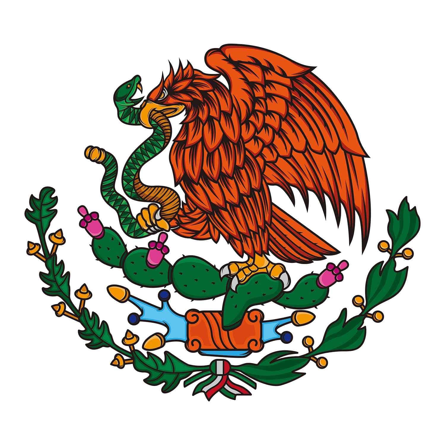 Dopetattoo 6 Sheets Temporary Tattoos Mexico Flag the Eagle and Snake Temporary tattoo Neck Arm Chest for Women Men Adults Snake Tattoo