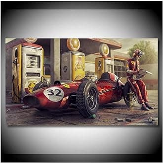 Canvas Painting Poster, Wall Art Room Decor, Vintage Car Posters Prints Ferraris Classic Racing F1 Race Car Artwork Wall, for Living Room Office Decor(50X75Cm, No Frame)