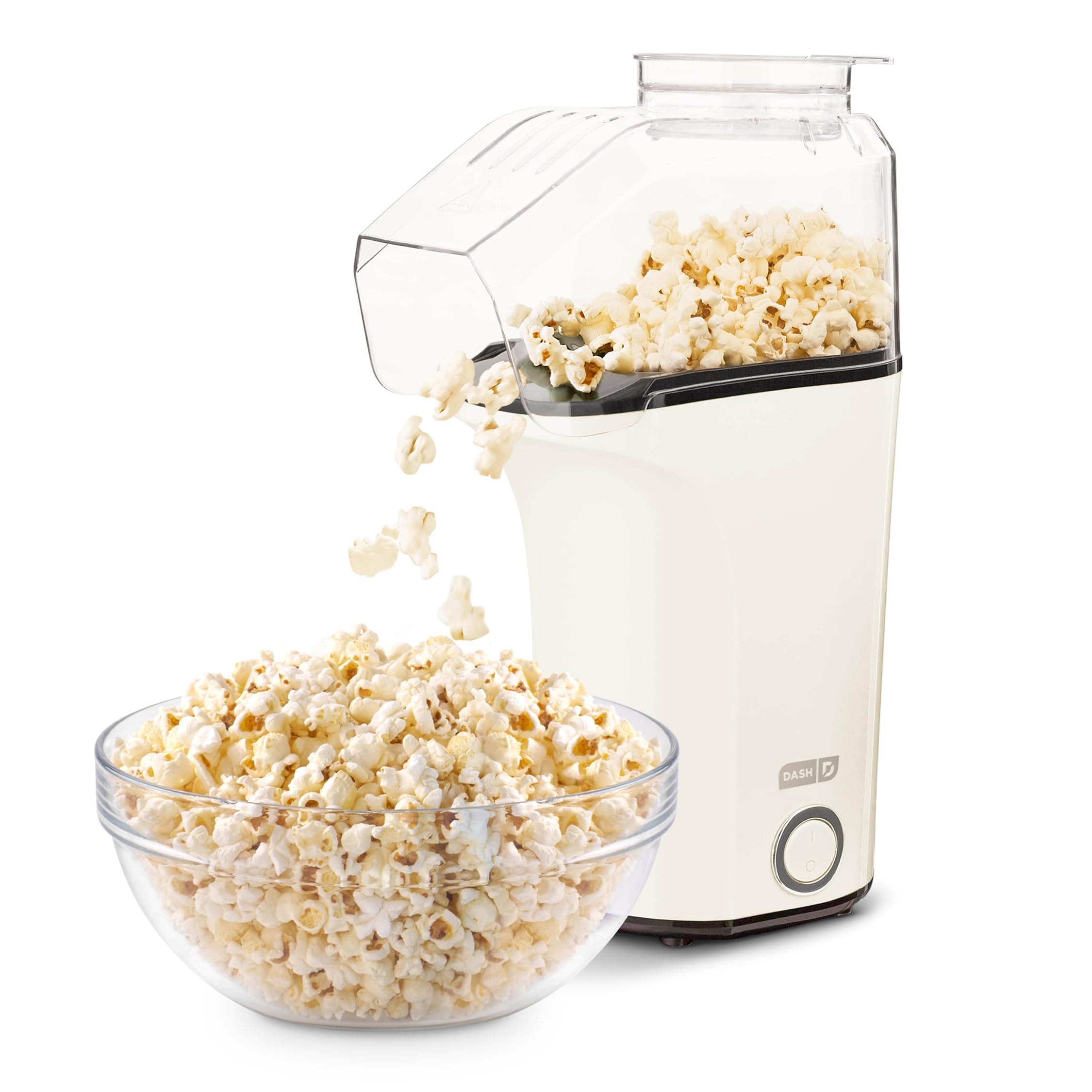 DASH Hot Air Popcorn Popper Maker with Measuring Cup to Portion Popping Corn Kernels + Melt Butter, 16 Cups - White