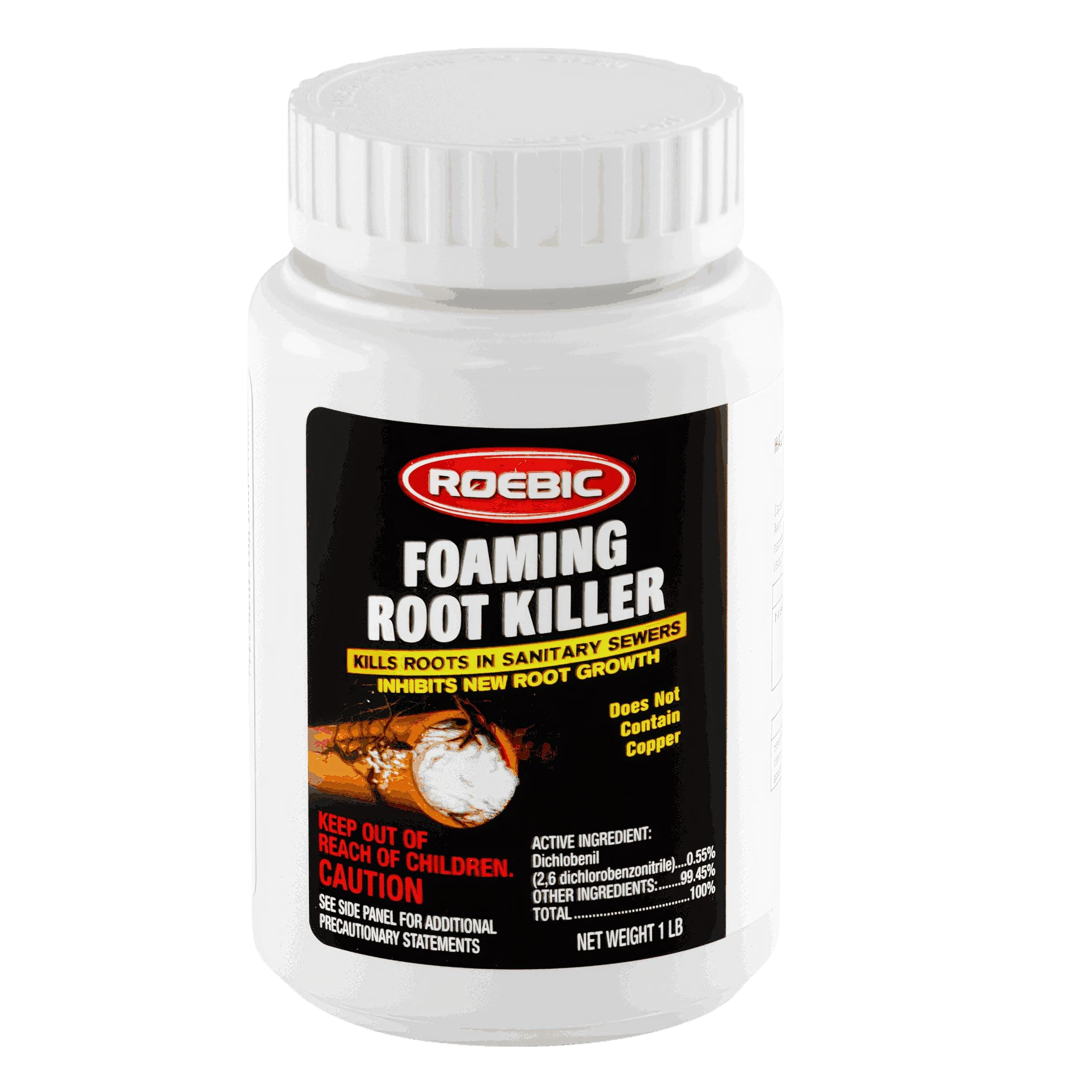 FRK-1LB Foaming Root Killer, Clears Pipes and Stops New Growth, Safe for All Plumbing, 1 Pound White