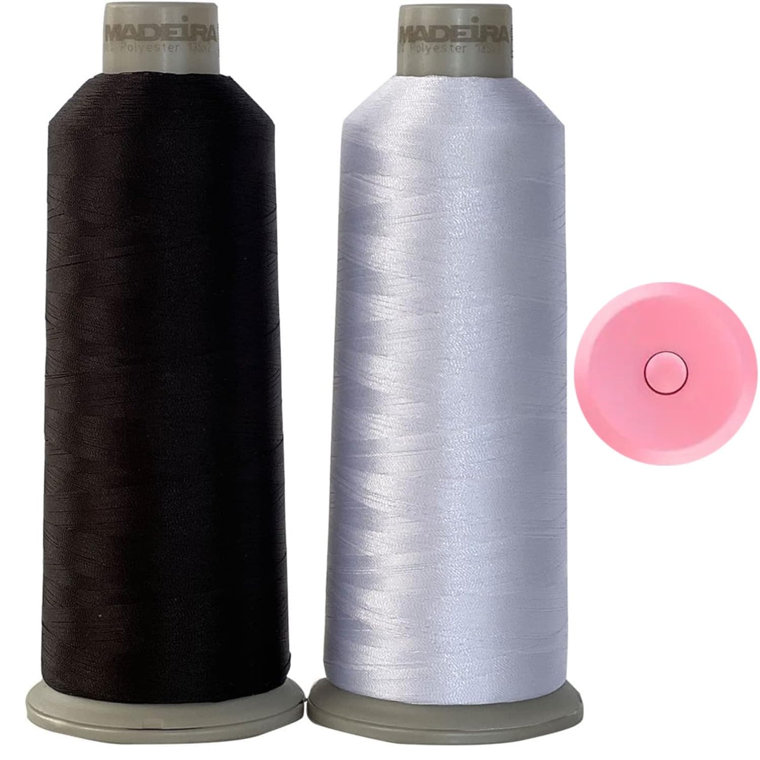 GARIZZE Madeira Embroidery Thread - Polyester Machine Thread - 11000Yd - White & Black - 40 Weight - 2 Huge Spool of 5500Yd Each