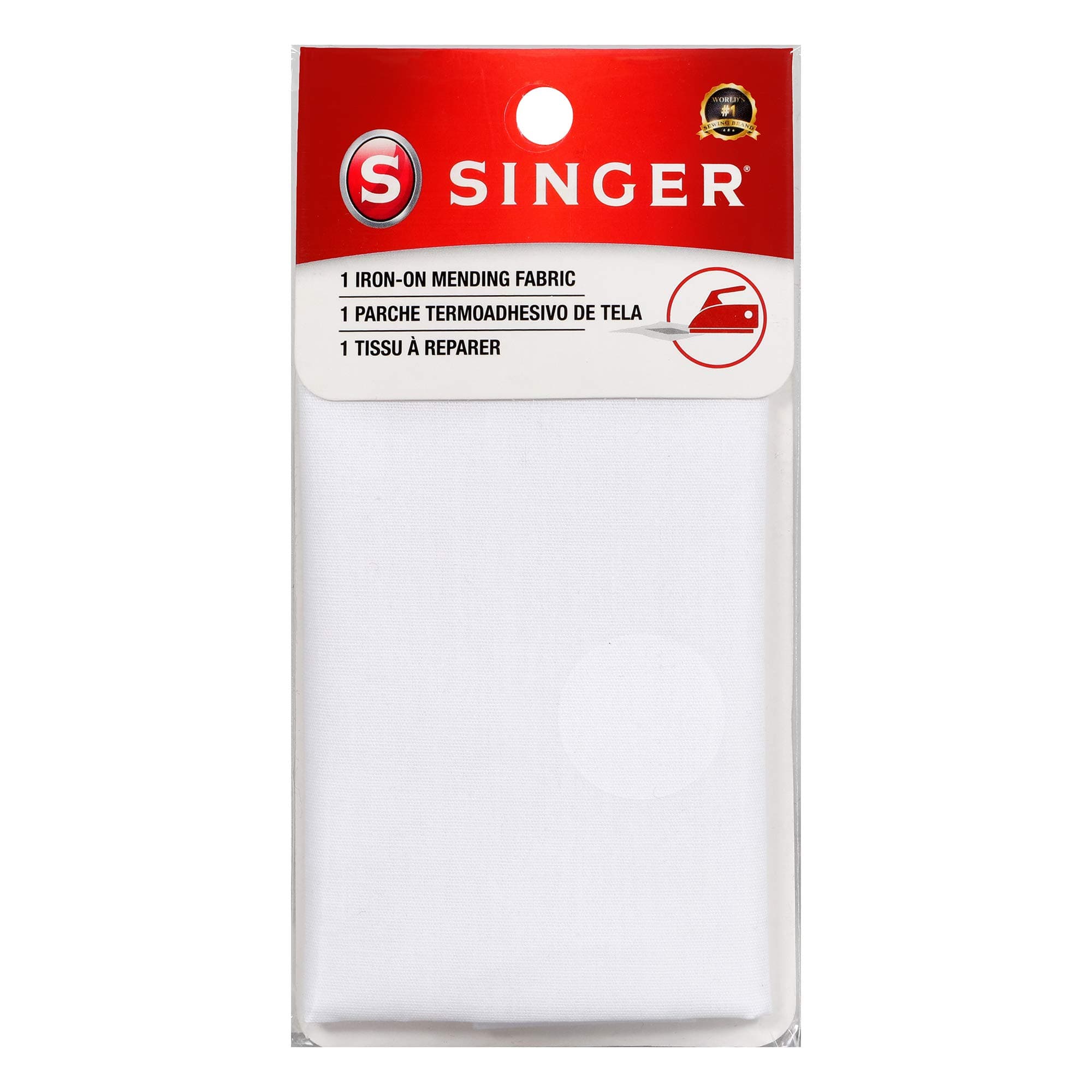 SINGER 00097 Iron-On Mending Fabric, Fabric Patch for Mending ClothesWhite, White
