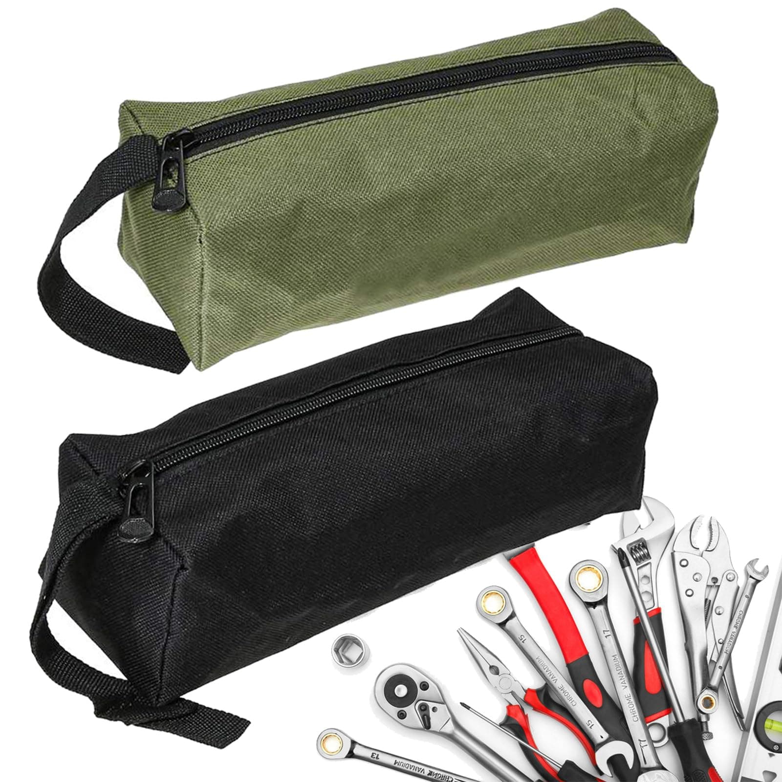 Tool Pouch Bag 2 Pcs Canvas Tool Pouch,Multi-Purpose Tool Bags, Multi-Purpose Small Zipper Tool Pouchs,Screwdriver Tool Bag Set for Organizer Storage Various Electrician Tools (2Color 2Pcs)