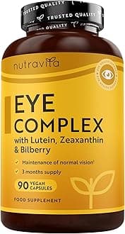 Nutravita Lutein Natural Eye Supplement – 90 Vegan Capsules - Zeaxanthin, Bilberry Extract, Vitamins A, B12 & Zinc – for Maintenance of Normal Vision – Made in The UK