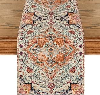Artoid Mode Boho Bohemia Style Orange Table Runner, Country Rustic Farmhouse Magical Fall Kitchen Dining Table Decoration for Home Party Decor 13x108 Inch