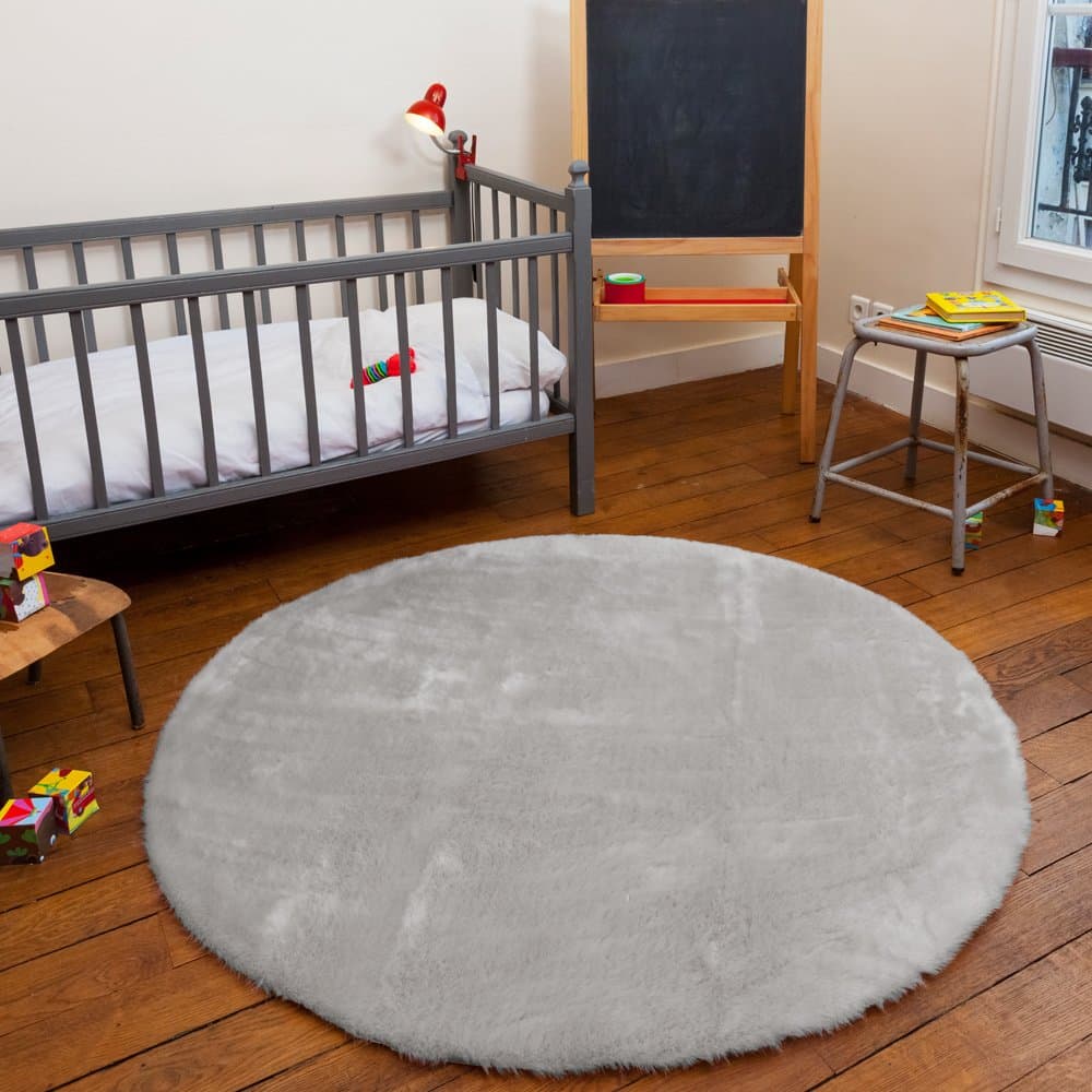 pilepoil Light Grey Circle Children Rug, Small