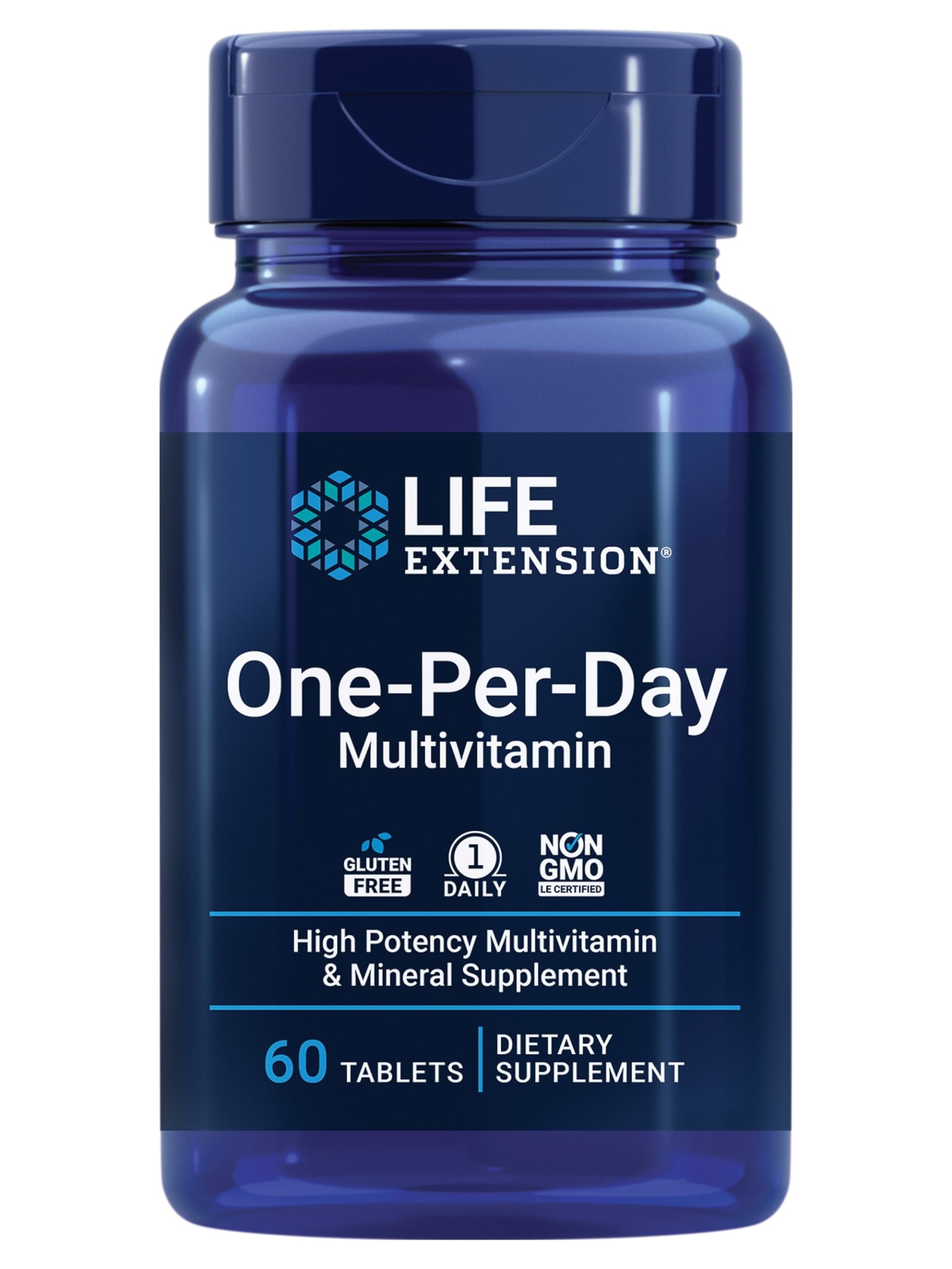 Life Extension One-Per-Day Multivitamin – Packed with Over 25 Vitamins, Minerals & Plant Extracts, Quercetin, 5-MTHF Folate & More – 1-Daily, Non-GMO, Gluten-Free – 60 Tablets