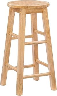 Linon Natural Barstool with Round Seat, 24-Inch