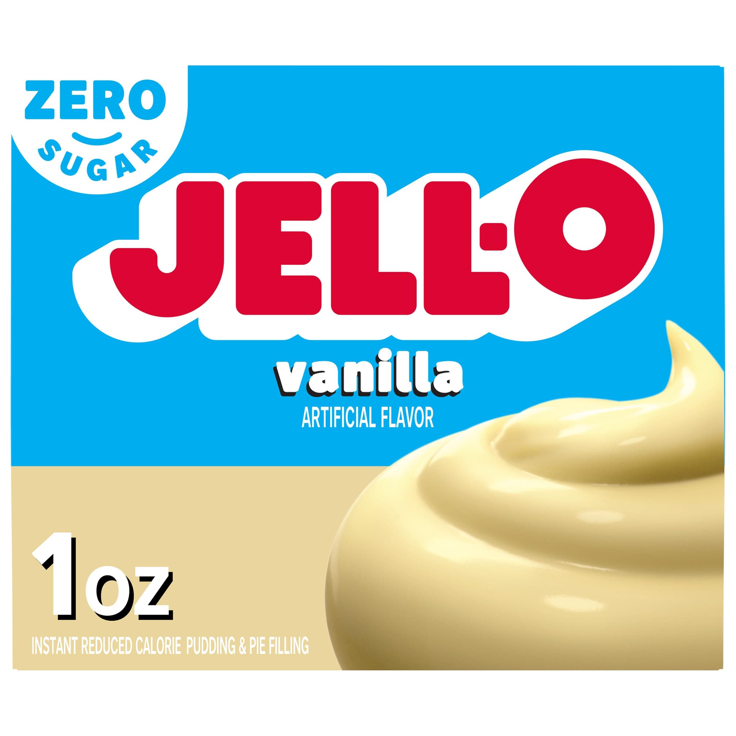 Jell-O Vanilla Zero Sugar Instant Reduced Calorie Pudding & Pie Filling Mix, 1 oz. Box