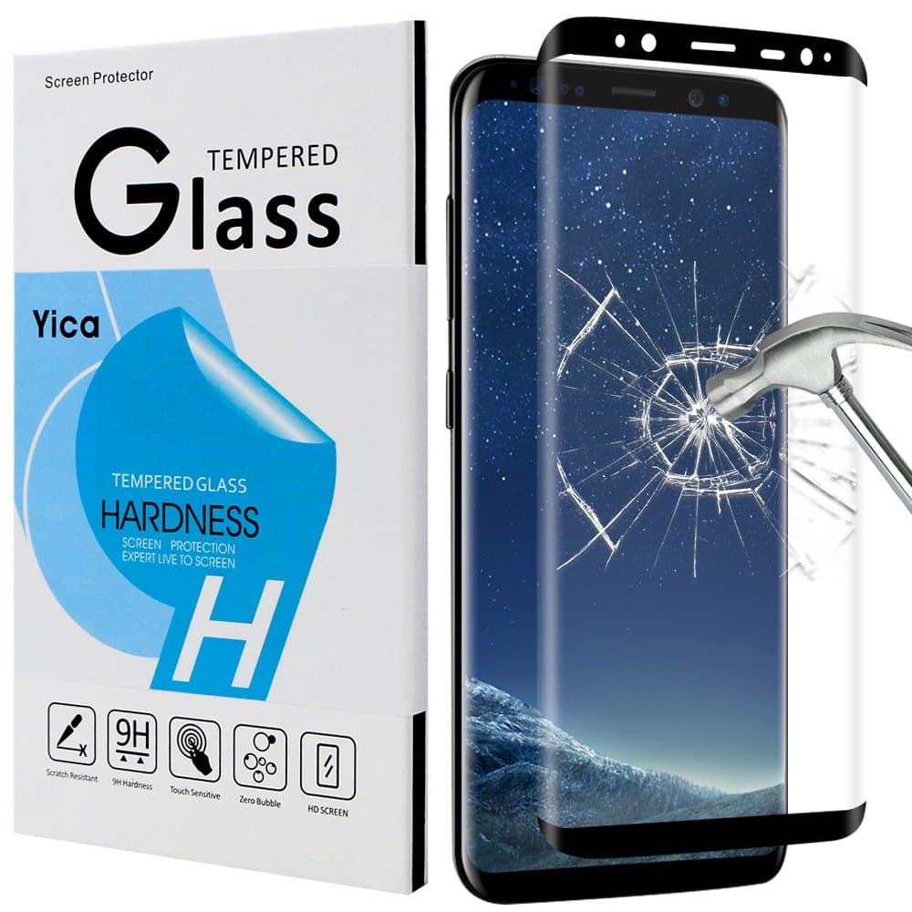Galaxy S8 Screen Protector, Yica Full Coverage Samsung Galaxy S8 Tempered Glass Screen Protector Film [Case Friendly] [Bubble Free] [Touch Sensitive] for Galaxy S8