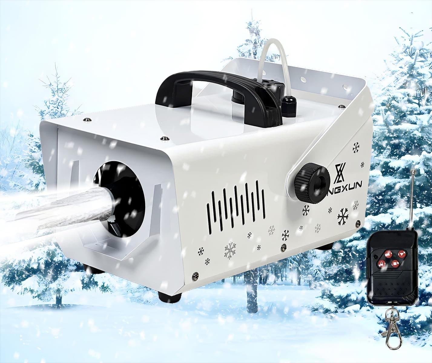 LANGXUN 800W Snow Machine with Manual & Wireless Remote Control, Fake Snow Maker Machine for Indoor & Outdoor, Adjustable Snowflake Amount for Christmas, Wedding Kids Party Stage Events