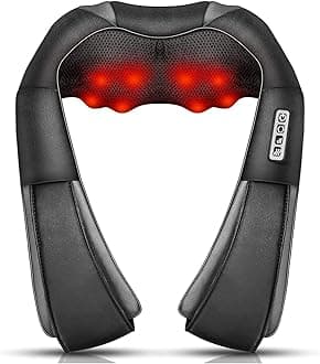 Neck Massager, Deep Tissue 3D Kneading, by iKristin, Portable, with Heat, Shiatsu Massager for Neck, Back, Shoulder, Foot and Leg, at Home and Car, Suitable for Women and Men(Gray)