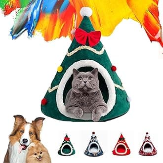 Christmas Tree Cat Bed, Christmas Tree Cat Housem, Christmas Pet Bed,Cat Christmas Bed, Cat Christmas Tree Bed, Christmas Ornament Cat Bed for Indoor Cats (B, Medium)