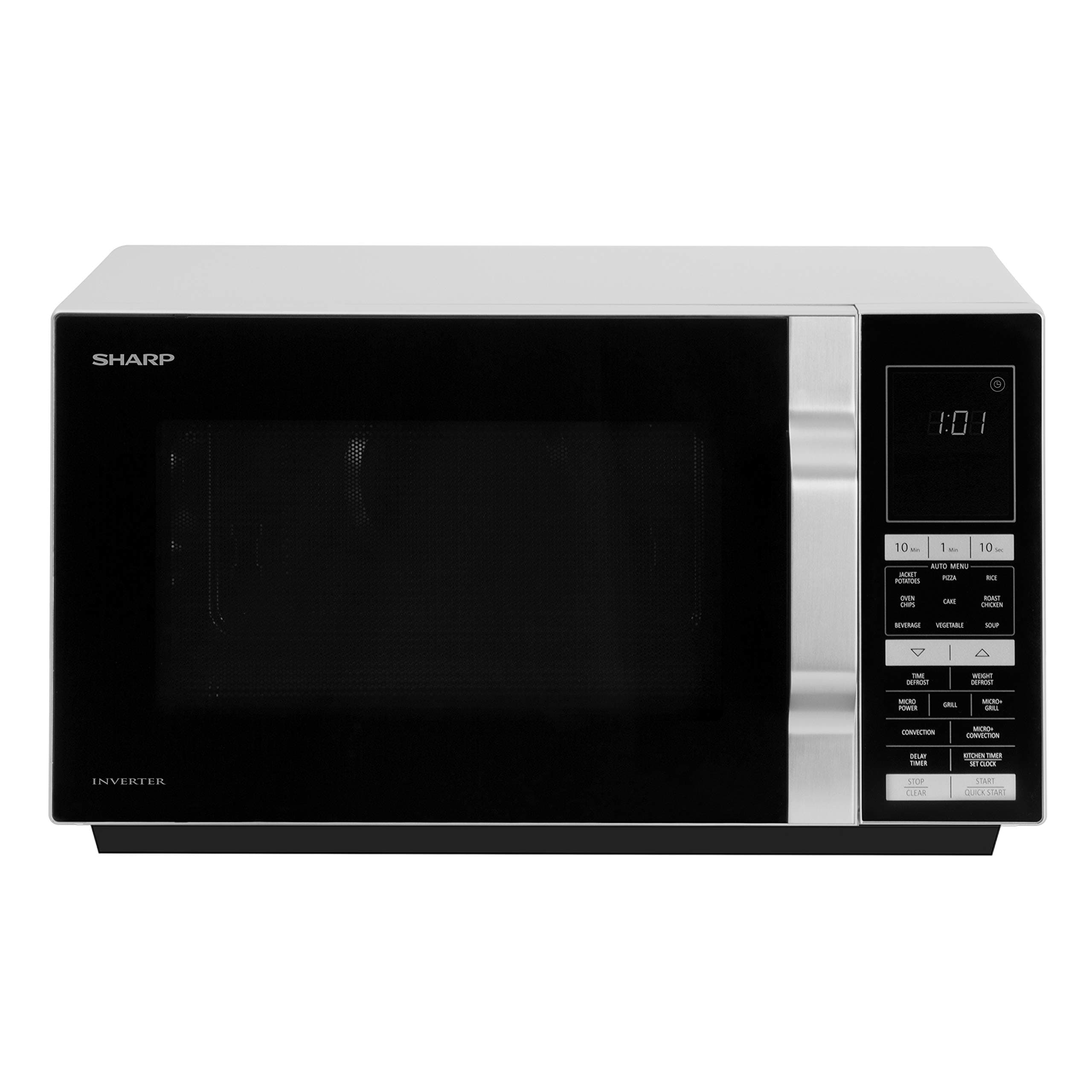Sharp R890S Combination Flatbed Microwave Oven with inverter, 28 Litre capacity, 900W, Silver