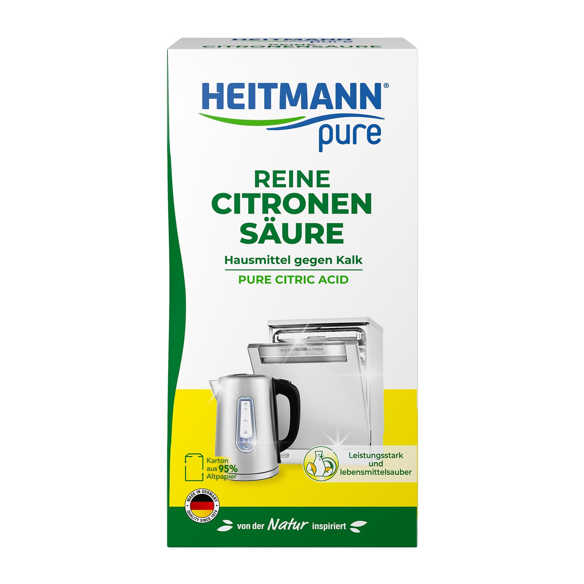 HEITMANN pure Pure Citric Acid Powder: Ecological Organic decalcifier, Cleaner for Kitchen & Bath, 1x 350g
