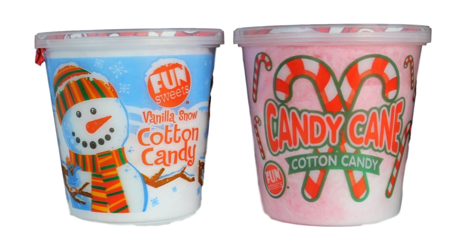 Holiday Fun Cotton Candy 2 Pack Vanilla Snow & Candy Cane 1 Each 1.5 Oz Bundle