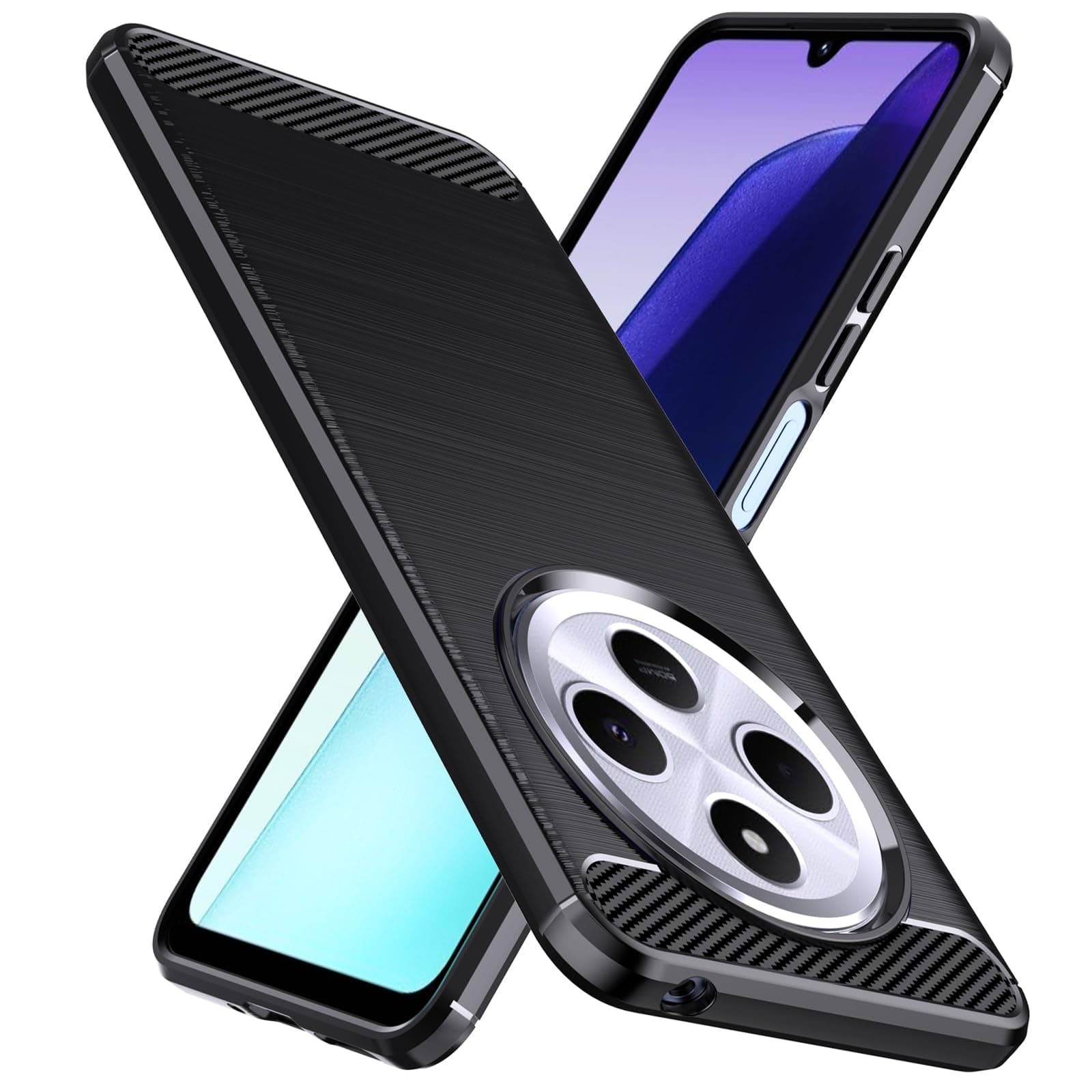 Designed for Xiaomi Redmi 14C/Redmi A4/Redmi 14 C/Poco C75 Case,Flexible TPU [Brushed Texture] [Anti-Slip] Shockproof Military Protection Bumper Phone Case,Slim Case Cover for Redmi 14C,Black