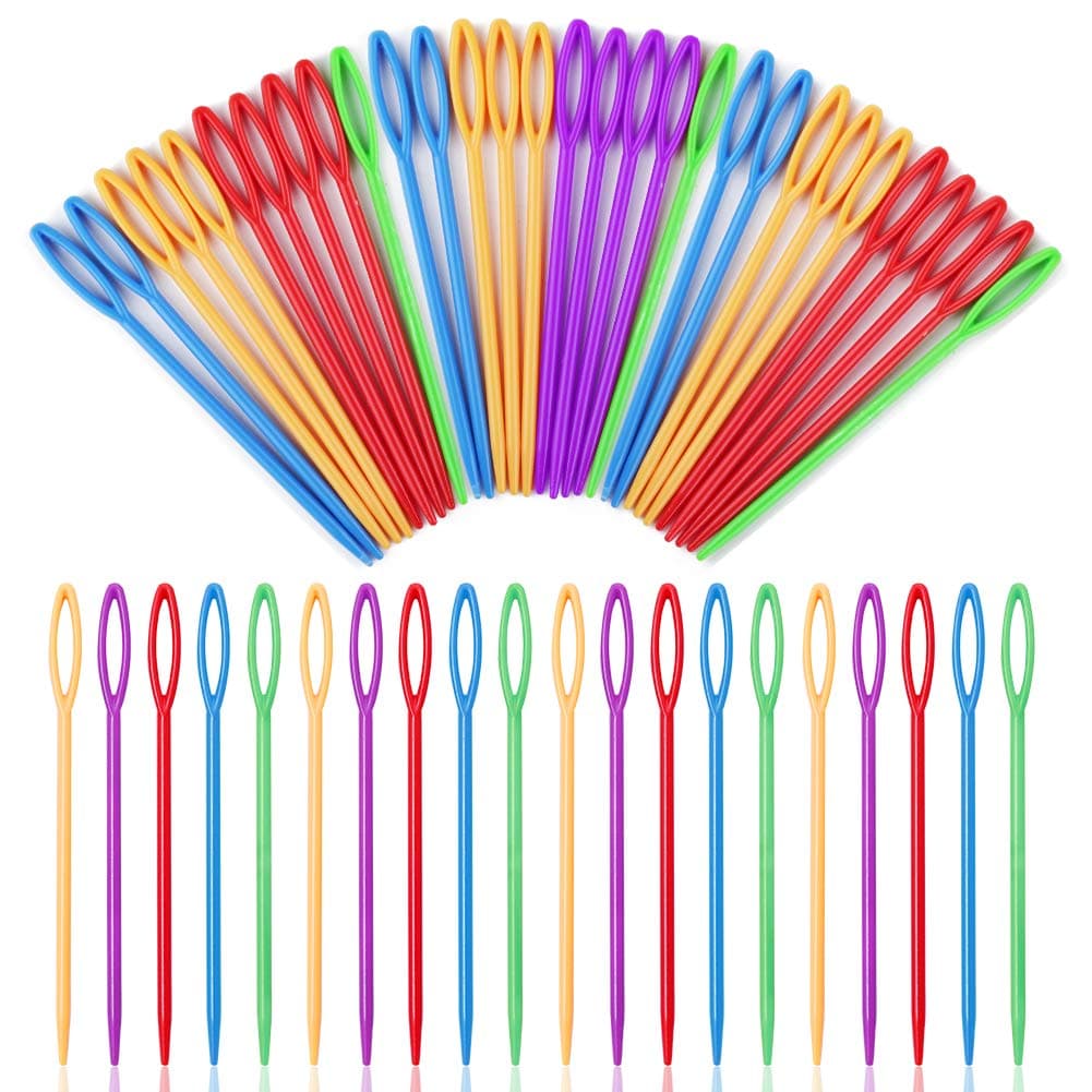 50 PCS Large Eye Plastic Needles, 3.5Inch/9cm Blunt Learning Needles for DIY Sewing Handmade Crafts