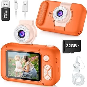 – ARNSSIEN Kids Camera Toy for 3 4 5 6 7 8 9 10 11 12 year old Girls/Boys,Kids Digital Camera for Toddler with 180°Flip Lens&2.4in IPS Screen,Birthday Festival Present Toy for Girls/Boys,32 GB Card,X101
