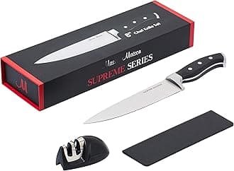 Master Maison 8" Chef Knife - Professional German Stainless Steel Cooking Knife with Sharpener and Edge Guard - Sharp Kitchen Knife for Home and Professional Chefs - Premium Quality