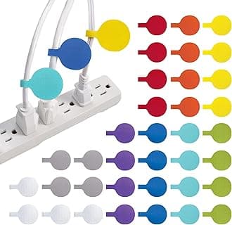 Cable Labels by Wrap-It Storage - Multi-Color Circles (36-Pack) - Color Coded Wire Tags With Write on Surface for Charging Cords and Electronics