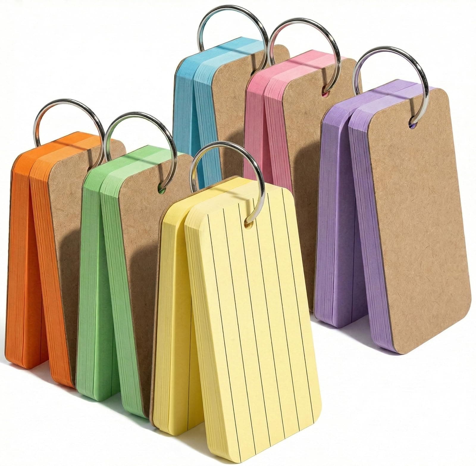 Koogel Colored Index Cards, 300 Count, 2.2 x 3.5 Inchs Flash Card Lined Ruled on Both Side, 6 Assorted Colors, Heavyweight Notecards for School Studying Learning College Office Home Taking Notes