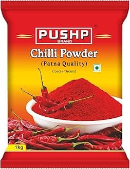 Pushp Brand Coarse Ground Red Chilli Powder (1kg Pack of 2)