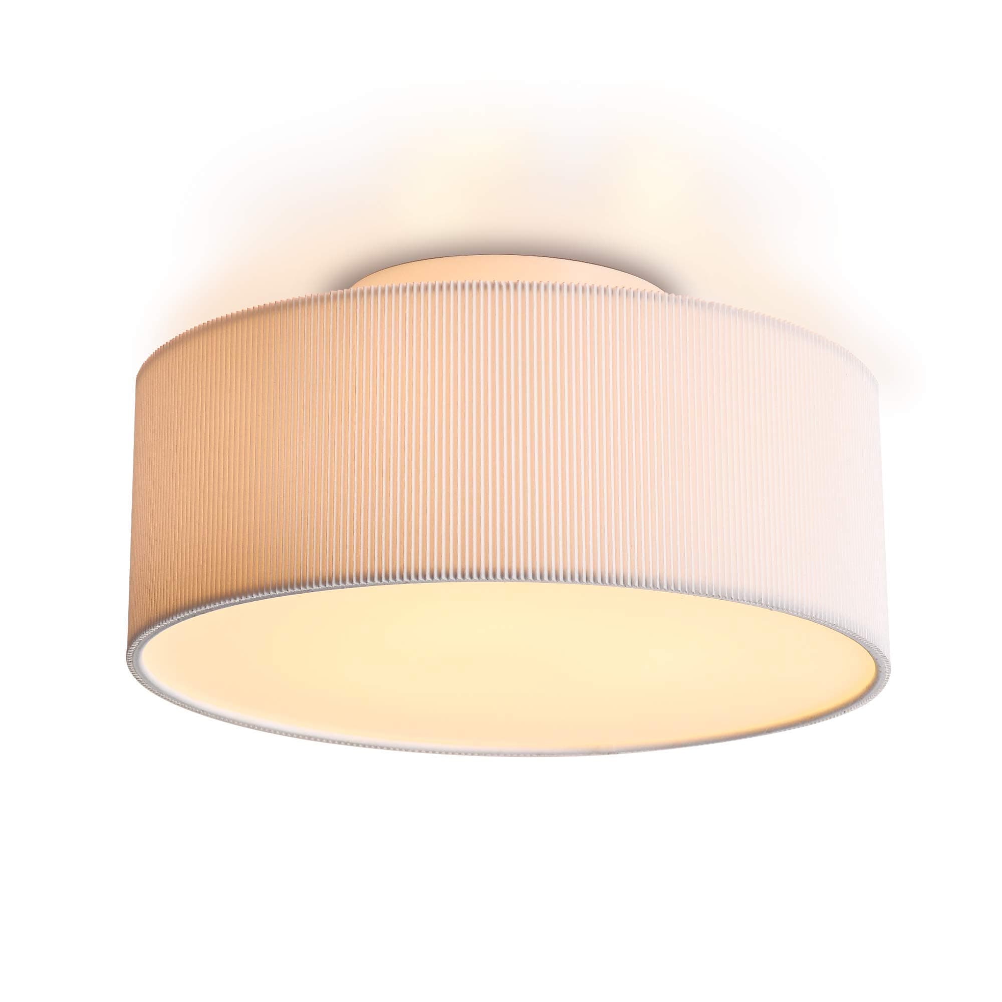 Ceiling Light, SPAKRSOR Modern Fabric Pendant Light Shade, Large White Drum Lampshade, Round Pendant Lamp, for Bedroom Living Room, Flush Chrome Matt, 3 Bulb, E27 [Energy Class A++]