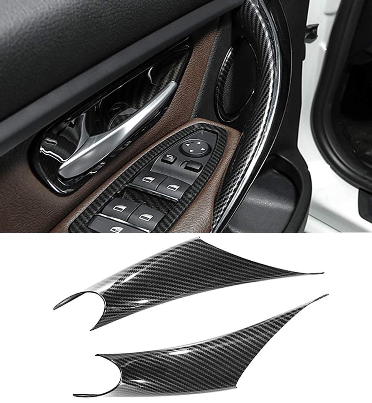 Jaronx 2PCS Door Handle Covers Compatible with BMW 3/4 Series Driver Side & Passenger Side Door Pull Handle Covers (Compatible with BMW 320i,328i,330i,335i F30/F31 and 428i,435i F32/F36)(Carbon Fiber)