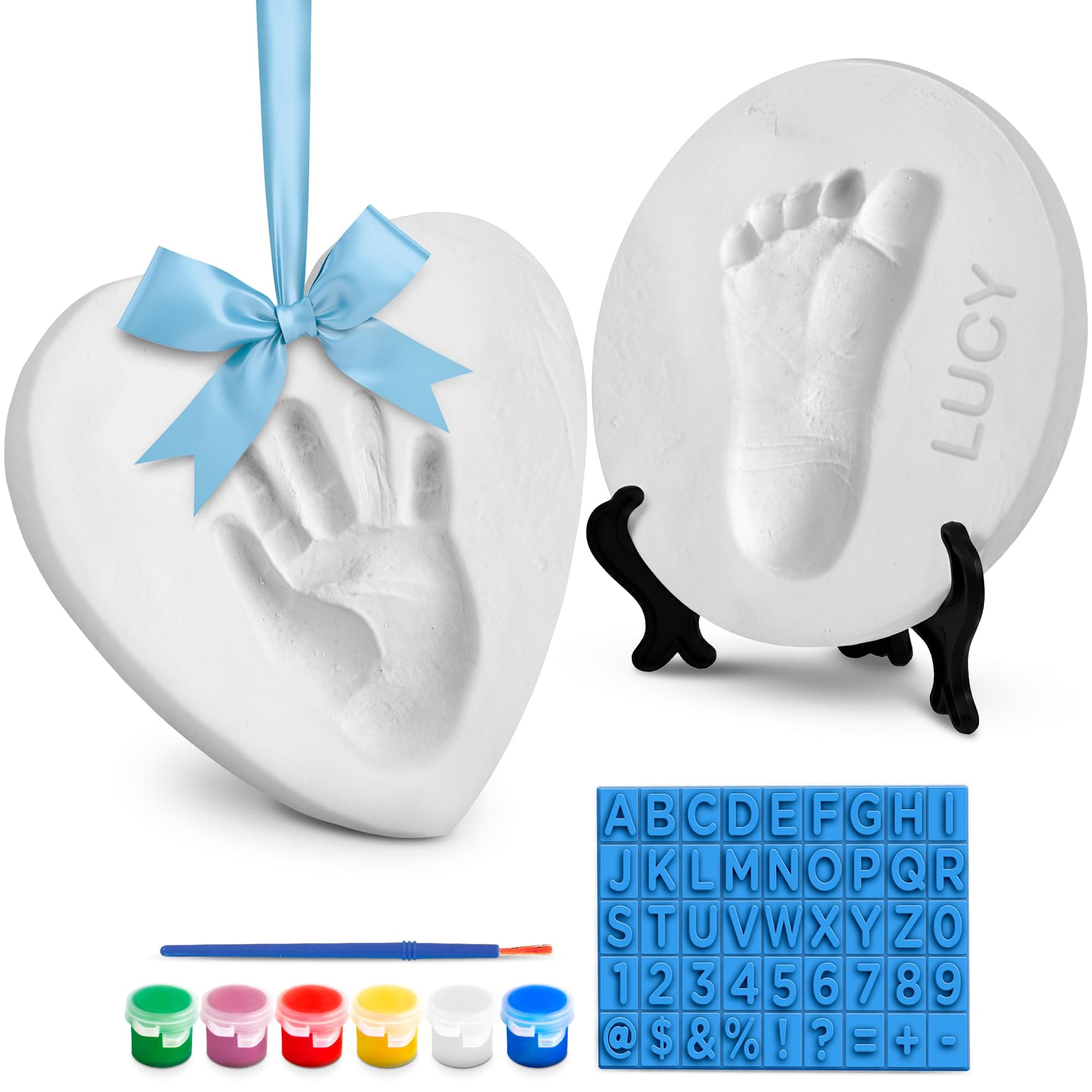 Baby Handprint Ornament Making Kit (Includes Paint Set) Ornament Making Kit for Kids - Baby Hand and Footprint Clay
