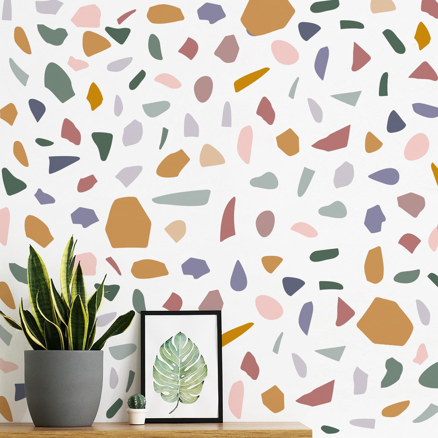 10 Sheets Colorful Terrazzo Pattern Wall Decal Irregular Stones Polka Dot Geometric Wall Stickers Boho Abstract Vinyl Removable Peel and Stick Wallpaper for Kids Baby Nursery Home Decorations